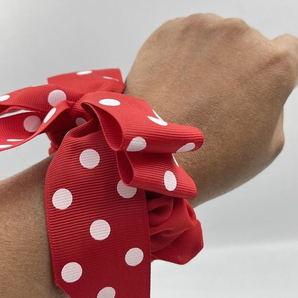 Girls Red Scrunchie Elastic Hairbands Hair Ties Charmeuse - Picture 7 of 8